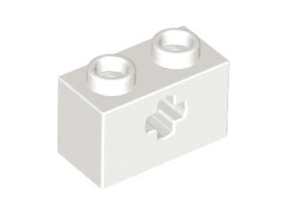 Lego (N) ~ Technic Brick 1 x 2 with Axle Hole ~ [White]