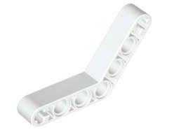 Lego Used - Technic Liftarm Modified Bent Thick 1 x 7 (4 - 4)~ [White]