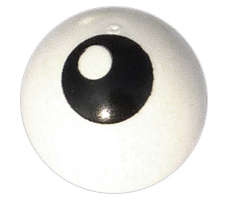 Lego (U) ~ Technic Ball Joint with Black Eye with Pupil on Top Left Side Pattern ~ [White]