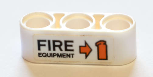 Lego (U) ~ Technic Liftarm Thick 1 x 3 with Arrow Fire Extinguisher and 'FIRE EQUIPMENT'  ~ [White]