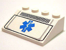 Lego (U) ~ Slope 33 3 x 4 with EMT Star of Life and Grille Pattern ~ [White]