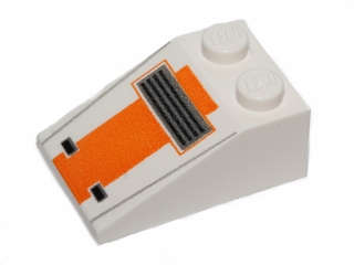Lego (U) ~ Slope 33 3 x 2 with SW Snowspeeder Front with Vent and Orange Stripe Pattern ~ [White]