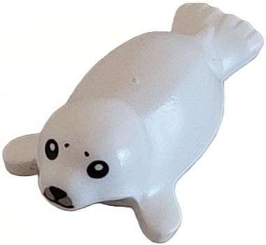 Lego NEW - White Seal Baby with Black Eyes Nose and Mouth and Light Bluish Gray Muzzle