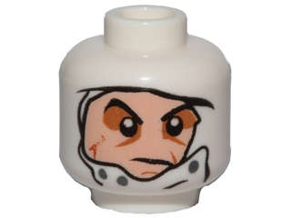 Lego (N) ~ Minifigure Head Male Head Wrap with Light Nougat Face Dark Bluish Gray Buttons  ~ [White]