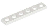 Lego (N) ~ Plate 1 x 6 ~ [White]