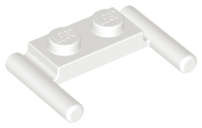 Lego (N) ~ Plate Modified 1 x 2 with Bar Handles - Flat Ends Low Attachment ~ [White]
