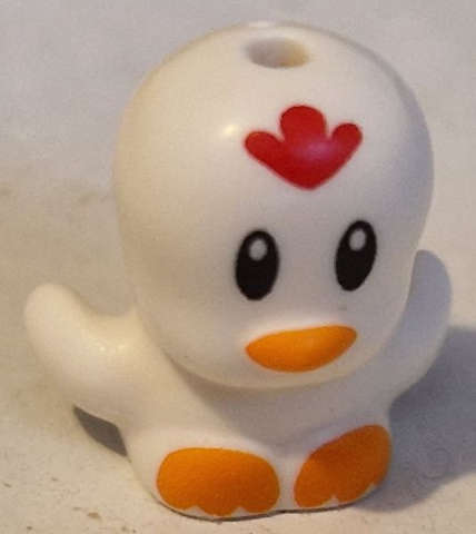 Lego (N) ~ Bird Chick with Open Wings with Black Eyes Red Comb Orange Beak and Feet Patter ~ [White]