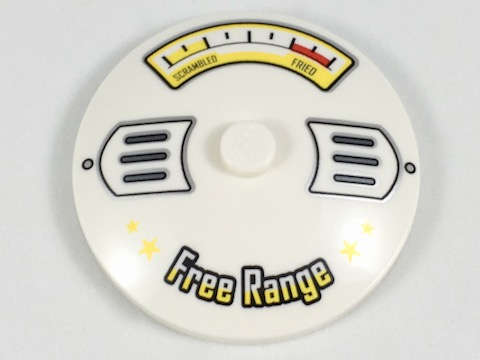 Lego (N) ~ Dish 4 x 4 Inverted (Radar) with Solid Stud with Scrambled / Fried Gauge and 'F ~ [White]