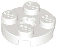 Lego (N) ~ Plate Round 2 x 2 with Axle Hole ~ [White]