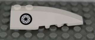 Lego (U) ~ Wedge 6 x 2 Right with Black and White SW Galactic Republic Logo with Thick Bo ~ [White]