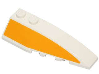 Lego (U) ~ Wedge 6 x 2 Right with Bright Light Orange Stripe Pattern (Sticker) - Set 7517 ~ [White]