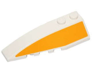 Lego (U) ~ Wedge 6 x 2 Left with Bright Light Orange Stripe Pattern (Sticker) - Set 75170 ~ [White]