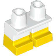Lego (N) ~ Legs Short with Molded Yellow Lower Legs / Boots Pattern ~ [White]