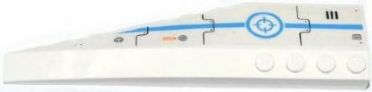 Lego (U) ~ Wedge 12 x 3 Right with Vent Blue Stripe and Blue Target Pattern (Sticker) - S ~ [White]