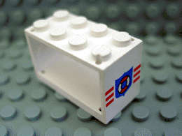 Lego (U) ~ String Reel 2 x 4 x 2 Holder with Coast Guard Pattern ~ [White]