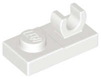 Lego (N) ~ Plate Modified 1 x 2 with Open O Clip on Top ~ [White]