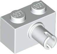 Lego (N) ~ Brick Modified 1 x 2 with Pin and Bottom Stud Holder ~ [White]