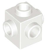 Lego (N) ~ Brick Modified 1 x 1 with Studs on 4 Sides ~ [White]