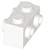 Lego (N) ~ Brick Modified 1 x 2 with Studs on 2 Sides ~ [White]