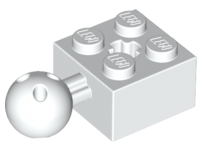 Lego (N) ~ Technic Brick Modified 2 x 2 with Ball Joint and Axle Hole with 6 Holes in Ball ~ [White]