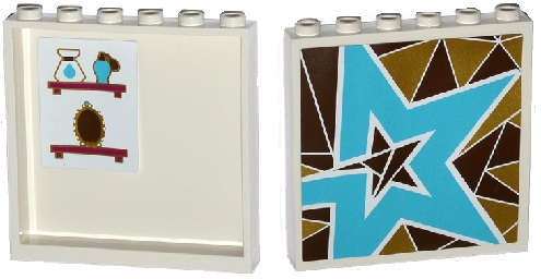Lego (U) ~ Panel 1 x 6 x 5 with Perfume Bottles and Mirror on Inside and Triangles Mosaic ~ [White]