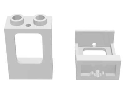 Lego (U) ~ Window 1 x 2 x 2 Plane Single Hole Top and Bottom for Glass ~ [White]