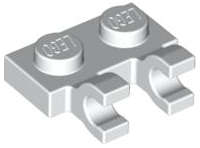 Lego (U) ~ Plate Modified 1 x 2 with 2 U Clips (Horizontal Grip) ~ [White]