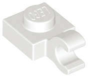 Lego (U) ~ Plate Modified 1 x 1 with Open O Clip (Horizontal Grip) ~ [White]