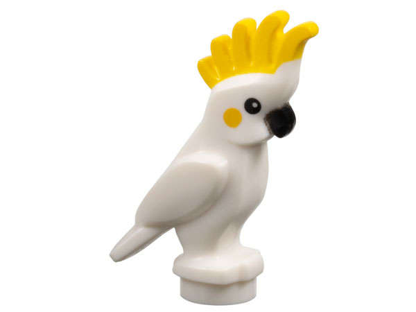 Lego (N) ~ Bird Parrot Cockatoo with Yellow Crest and Cheeks Black Eyes and Beak Pattern ~ [White]