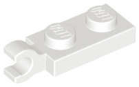 Lego (N) ~ Plate Modified 1 x 2 with Clip on End (Horizontal Grip) ~ [White]
