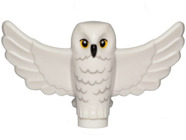 Lego (N) ~ Owl Spread Wings with Black Beak Yellow Eyes Light Bluish Gray Rippled Chest Fe ~ [White]