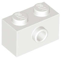 Lego (N) ~ Brick Modified 1 x 2 with Stud on Side with Bottom Stud Holder ~ [White]