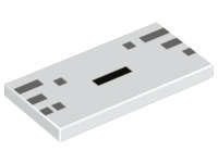 Lego (U) ~ Tile 2 x 4 with Black and Dark Bluish Gray Rectangles Pattern (Minecraft Ghast ~ [White]