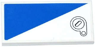 Lego (U) ~ Tile 2 x 4 with Blue Triangle and Filler Cap Pattern Model Right Side (Sticker ~ [White]