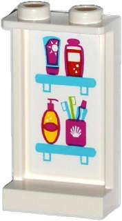 Lego (U) ~ Panel 1 x 2 x 3 with Side Supports - Hollow Studs with Toiletries on Shelves P ~ [White]