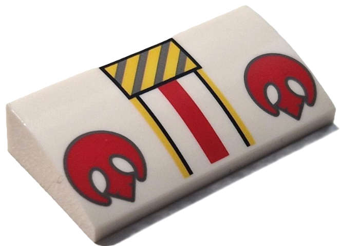 Lego (N) ~ Slope Curved 2 x 4 x 2/3 with Bottom Tubes with Yellow and Dark Bluish Gray Dan ~ [White]