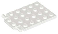 Lego (N) ~ Plate Modified 4 x 6 with Trap Door Hinge (Long Pins) ~ [White]
