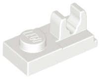 Lego (N) ~ Plate Modified 1 x 2 with Clip with Center Cut on Top ~ [White]