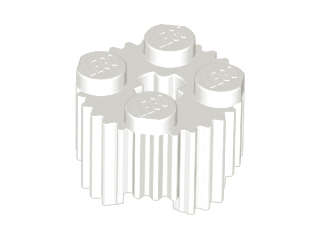 Lego (N) ~ Brick Round 2 x 2 with Axle Hole and Grille / Fluted Profile ~ [White]