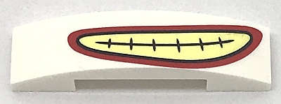Lego (N) ~ Slope Curved 4 x 1 x 2/3 Double with Red and Yellow Smile Pattern ~ [White]