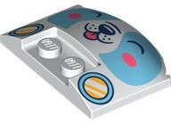 Lego (N) ~ Wedge 3 x 4 x 2/3 Triple Curved with Medium Azure Puppy Face with Dark Blue Nos ~ [White]