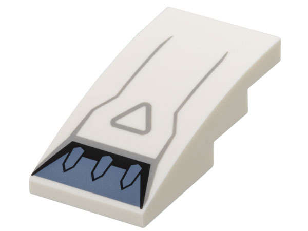 Lego (N) ~ Slope Curved 4 x 2 with Sand Blue Air Intake Vent Light Bluish Gray Triangle an ~ [White]