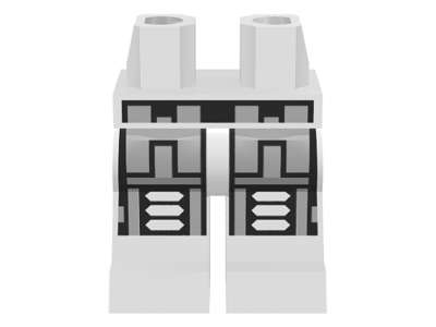 Lego (U) ~ Hips and Legs with Silver and Black Belt Silver Armor Thigh Joints with Black  ~ [White]