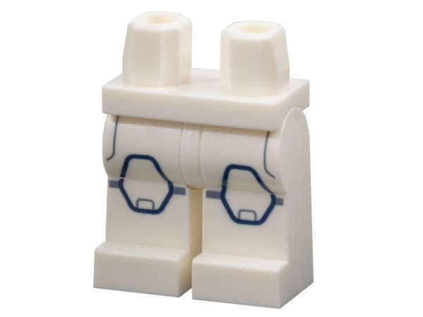 Lego (N) ~ Hips and Legs with Sand Blue Pockets and Stripes Dark Blue Outline Hexagon Knee ~ [White]