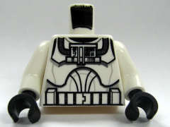 Lego (U) ~ Torso SW Armor Clone Pilot (Clone Wars) Pattern / White Arms / Black Hands ~ [White]