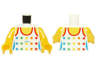 Lego (N) ~ Torso Female Tank Top with Rainbow Stars Yellow Neck and Shoulders Pattern / Ye ~ [White]
