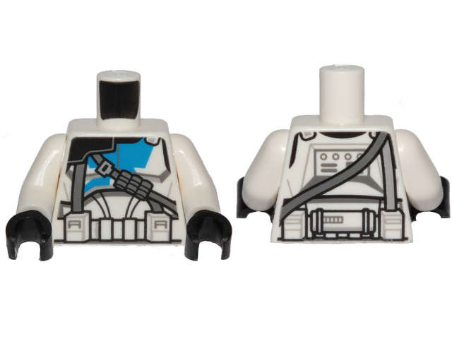 Lego (N) ~ Torso SW Armor Clone Trooper with Blue 501st Legion Markings and Dark Bluish Gr ~ [White]
