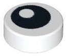 Lego (N) ~ Tile Round 1 x 1 with Black Eye with Pupil Pattern ~ [White]