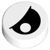 Lego (N) ~ Tile Round 1 x 1 with Black Eye Partially Closed with Off-Center Pupil Pattern ~ [White]