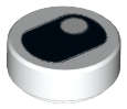 Lego (N) ~ Tile Round 1 x 1 with Black Eye Squinting with Pupil in Corner Pattern ~ [White]